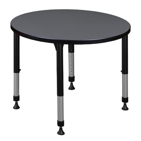 Regency Round Classroom Tables, 30 W, 30 L, 23-34 H, Wood, Metal, Grey TB30RNDGYAPBK